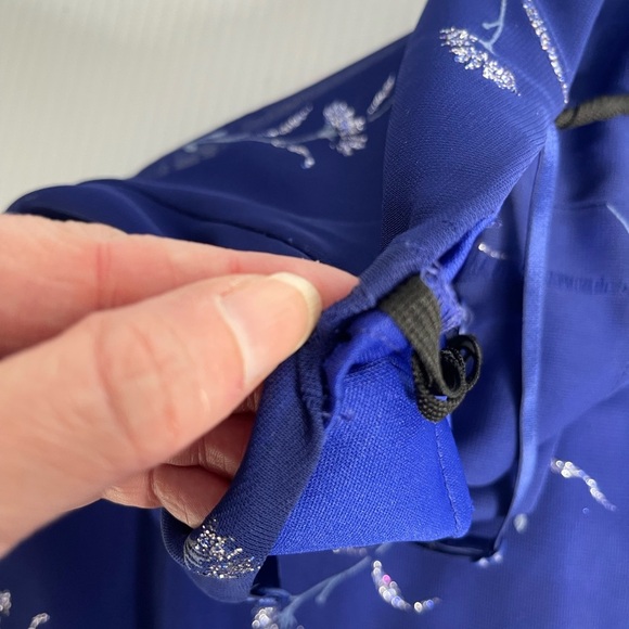 Vintage Y2K 90’s City Triangles mesh  Blue with Glitter Flowers size small - Picture 9 of 12